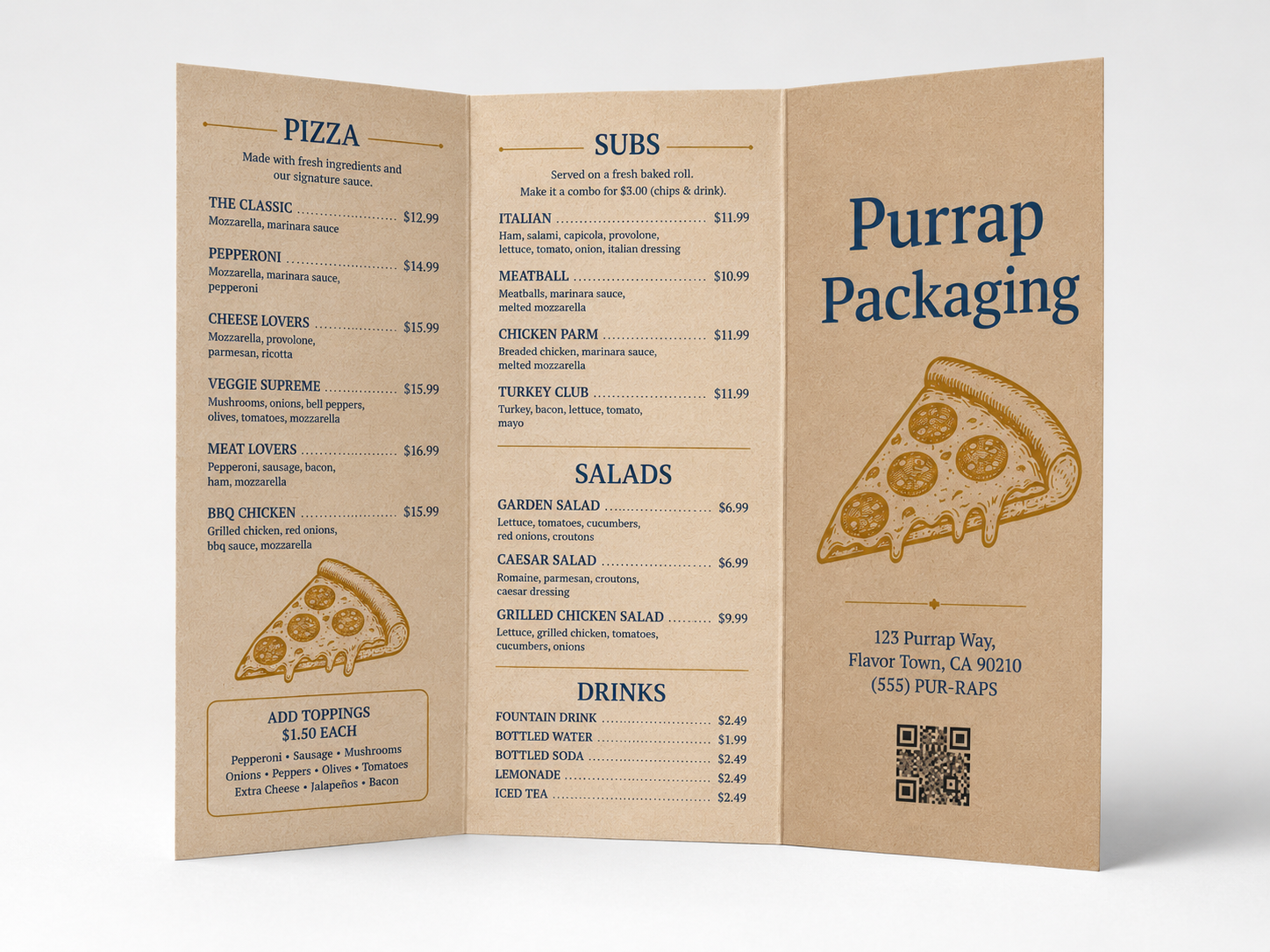 Custom Tri-Fold Menus